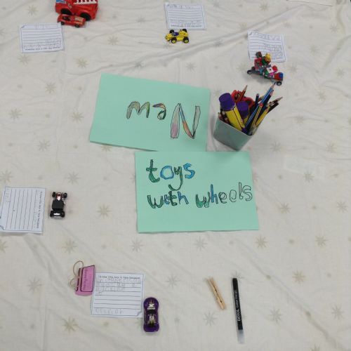 We put the toys into groups because in museums 